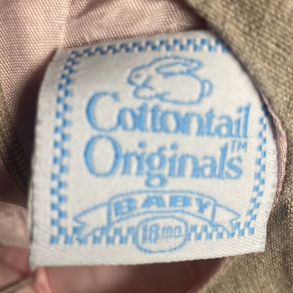 Cottontail Originals Girls Linen Vintage Dress Sz 18mths Gray Pink Attached Slip - Picture 7 of 7